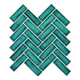 Herringbone Peel and Stick Backsplash, Renter Friendly Backsplash Blue Peel and Stick Wall Tiles for Kitchen Bathroom (10 Sheets)