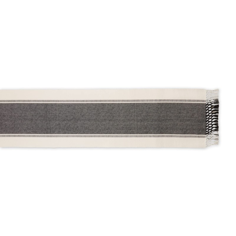 DII Dobby Stripe Woven Table Runner, 13x108, Black