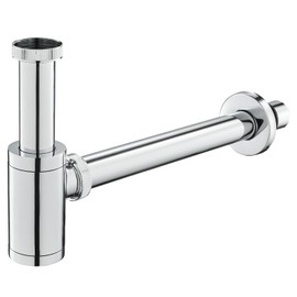 OUGOO Bathroom Sink P-Trap Complete Set, Adjustable 1-1/4 Bottle Trap, Brass Sink Waste Drain Tube Kit, Chrome