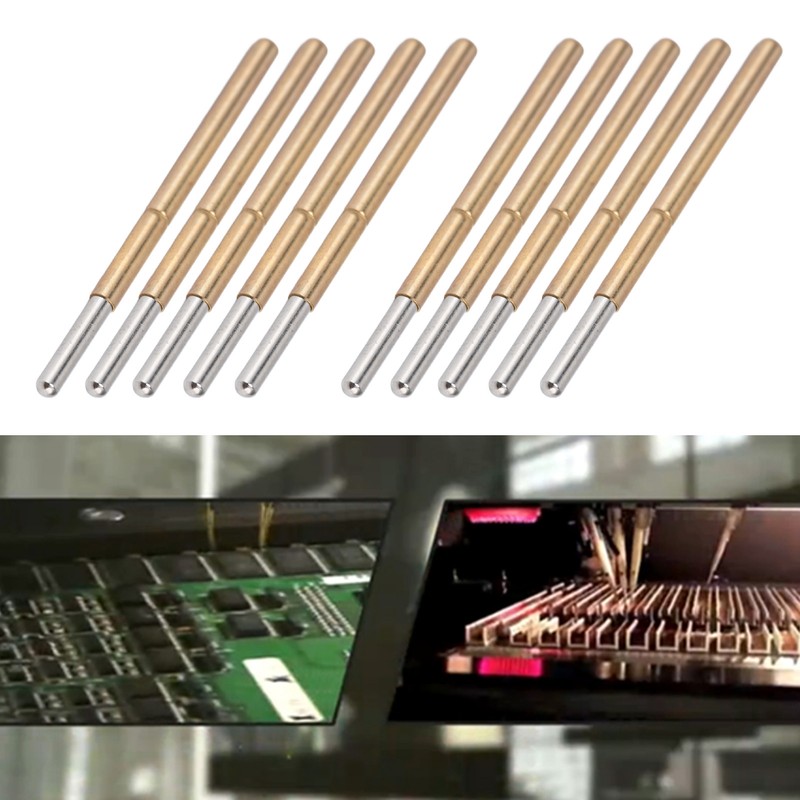 100PCS Spring Test Contact Probes Brass Stainless Steel Round Head