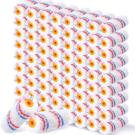 Leumoi 200 Pcs 4 Inch Mini Paint Roller Bulk Small Microfiber Roller Cover 1/2" Nap for Paint Brush for House Painting Supplies DIY Craft Home Wall Repair Tool Kit Set(Red Blue)