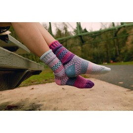 Solmate Socks - Mismatched Crew Socks; Made in USA; Twilight Large