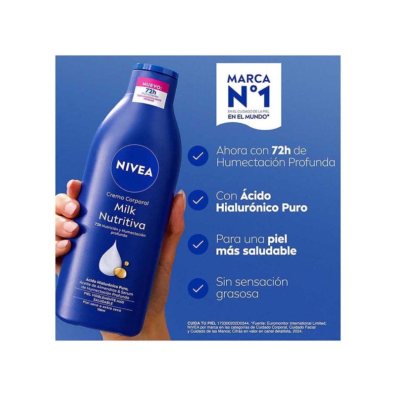Crema corporal NIVEA milk nutritiva 5 en 1 piel extra