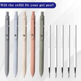 CFDXK Gel Pen Refills 0.5 for Click pens with Spring, Quick Drying Ink Pen Refills Black Smooth Writing pens for Journaling (0.5 MM Fine Tip, Pack of 10)