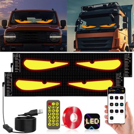 2PCS Devil Eyes Light for Cars, Dynamic Big Led Eyes for Car, 13.7 X 4inch Programmable Flexible LED Display Soft Screen Devil Eyes Light for Windshield with APP Control and Remote Controller