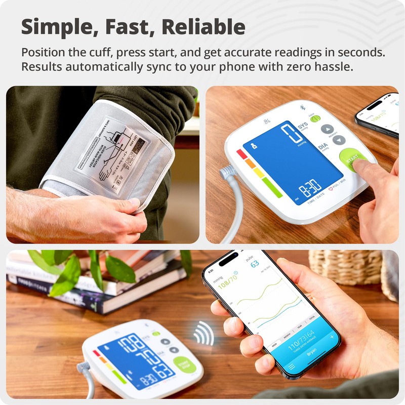 Greater Goods Bluetooth Smart Blood Pressure Monitor for Home Use