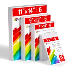 Simetufy Canvas for Painting 24 Pack Multi Size 5x7, 8x10, 9x12, 11x14 Inch, Paint Canvas for Kids, Blank Canvas Panels Canvas Boards for Oil Acrylic Watercolor, Gift Box Set