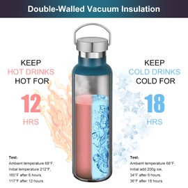 Volhoply Gradient Stainless Steel Water Bottles,600 ML Vacuum Insulated Double Wall Travel Bottle with Leak Proof Lid of Handle,Metal Reusable Standard Mouth Flask Thermoses for School,Hikers,Gift