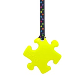 Sensory Oojamabobs - Puzzle pendant chew necklace - Autism - Banana yellow with lanyard (6 designs available!) (54cm, Spots)
