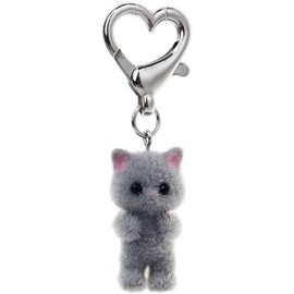 grandslamEX Cat Ribbon, Plush Keychain, Accessory, Korean Charm, Keyring, Key Chain, Bag Charm, Wallet, Smartphone, Custom, Cute, Stylish, Women's, Adults, Girls, Pair, Bear, Rabbit Heart, Grey Heart