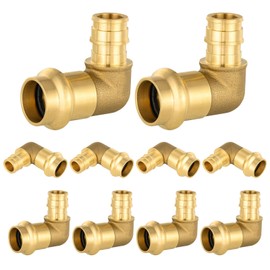(10 Pack) FOSKAN 1/2"Press x 1/2"PEX Expansion Elbow,Brass Press Fitting,Connection for Copper and Pex A Pipe