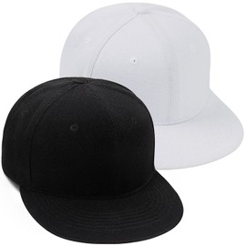 Pnkvnlo Men's Adjustable Snapback Hats - Flat Bill Hats for Men, 08.black White-2pcs, One Size