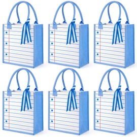 Cumule 6 Pcs Back to School Teacher Gifts Bulk Notebook Canvas Tote Bags with Handle for First Day of School Classroom Office Shopping Travel