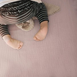 Set of 2 Muslin Cotton Fitted Sheets: Pram Bed Sheet Bassinet Mattress Cover for Baby Cot and Extra Cot 90 x 40 cm (Cream Sand)