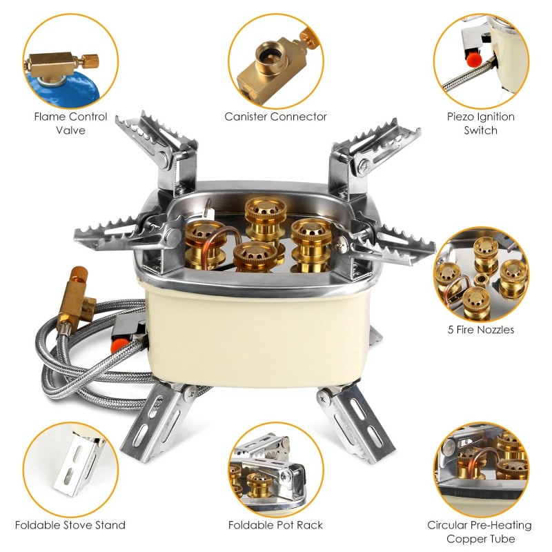 LakeForest Portable Camping Stove Gas Cooking Burner Propane Butane Burner