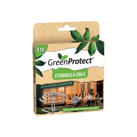 GREEN PROTECT Citronella Coils Incense with Coil Holder for Indoor Outdoor Garden Camping No Harmful Chemical, 10 Coils