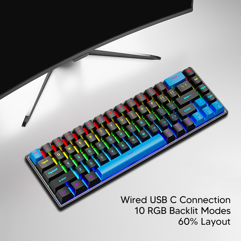 Gaming Keyboard USB 68 Keys Blue Switch N Key Rollover