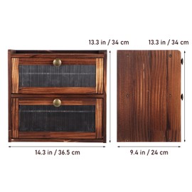 Cabilock Bread Box for Kitchen Countertop, Double Layer Corner BreadBox, Wooden Bread Storage Container, Large Capacity Breadbox Holder with Windows for Kitchen Counter, Panry Shelf