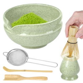 Bestcool Matcha-Set, Matcha-Schneebesen, Matcha-Schüssel und Matcha-Schneebesen, Schaufel, Löffel, Sieb, Schneebesenhalter, komplettes Matcha-Set für traditionelle Teezeremonie für Anfänger und