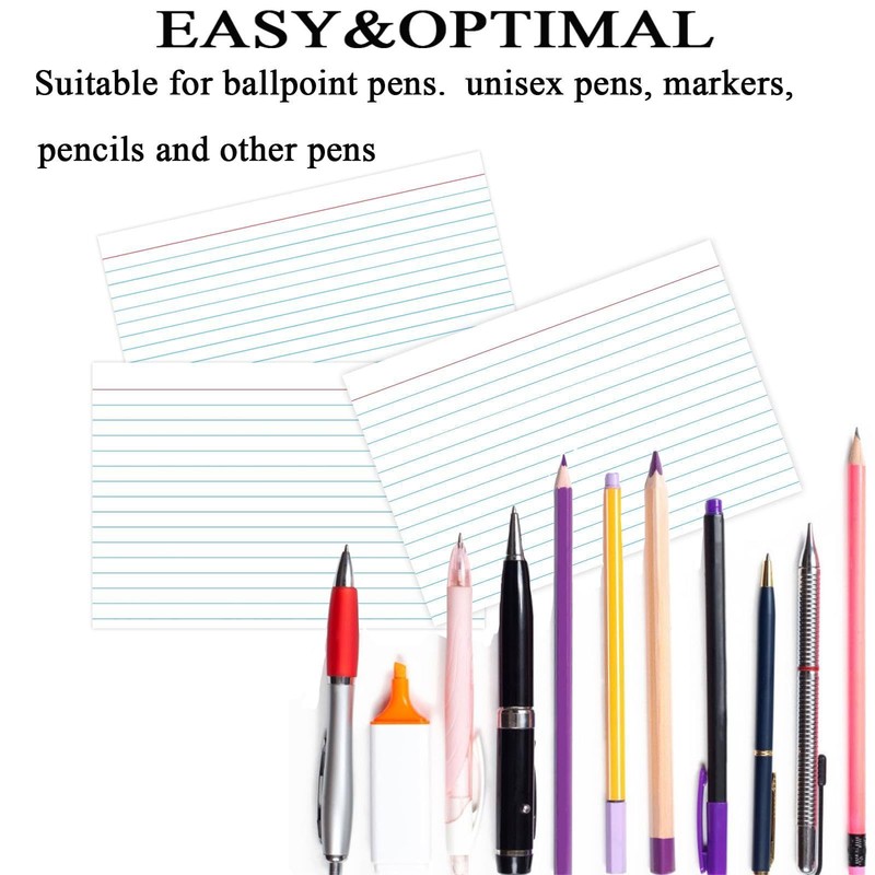 Pinovk Index Cards 5x7 Ruled - Flash Cards for Studying,