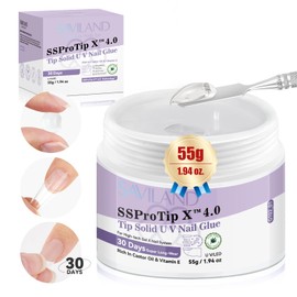 SAVILAND Solid Nail Glue Gel 55 g: 30 Days Long Lasting Nail Glue for Press Ons Clear Gel X Nail Glue Extra Strong Hold for Fake Nail Tips Acrylic Nails 3D Nail Art U V Cured Home DIY