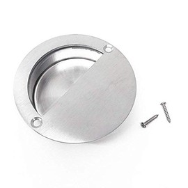 2X Polished Stainless Steel Door Handle Flush Recessed Pull Satin + Fixing Screw