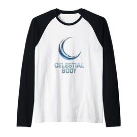 Celestial Body Crescent Moon Silver Chrome Cosmic Style Vibe Raglan Baseball Tee