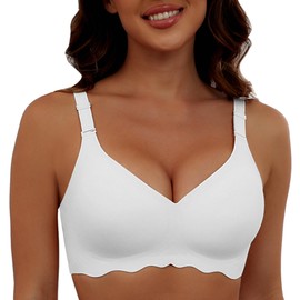 HORISUN T Shirt Bras for Women Comfort Full Coverage Padded No Underwire Lifting Bra(White 3XL)