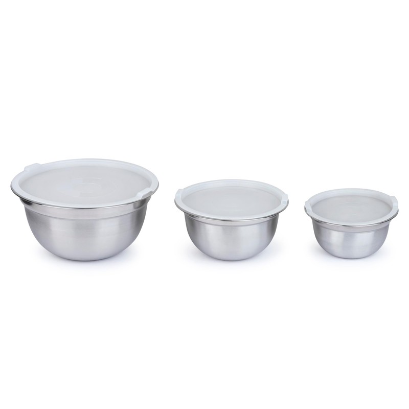 Luminuxe 3-Piece Stainless Steel Mixing Bowl Set with Lids –