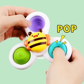 3PCS Suction Cup Spinner Toys for Baby Boys Girls Sensory Bath Toys for Toddlers 3 Spinning Bath Toys for Infants Educational Toys for Kids 3 Baby Shower Birthday Christmas Gift