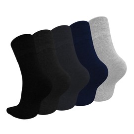 ZAKASA Men's Cotton Business Socks: Dress Crew Socks Soft Ribbed Top Breathable Seamless for Office Casual Elderly UK 5.5-7.5 Black 5 Pairs