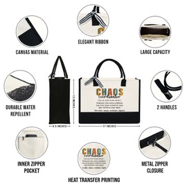 OASSIE Gifts For Women, Coworker, Friend, Birthday, Christmas, Valentines Day Gifts For Her, Boss Lady, Friend Gifts For Women Friendship, 13oz Canvas Teacher Tote Bag With Zipper For Women