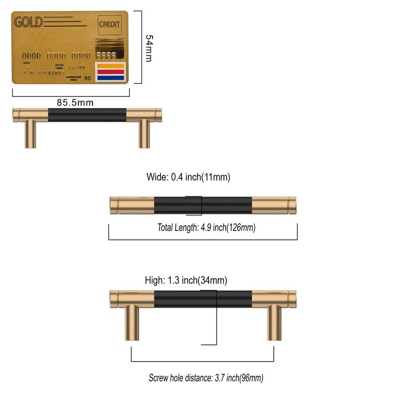 Amerdeco 10 Pack Champagne Bronze and Black Knurled Cabinet Pulls