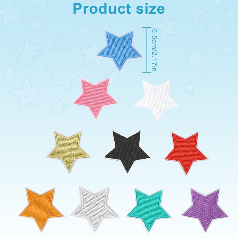 10 Pcs Iron on Patches for Clothing Stars, Iron on