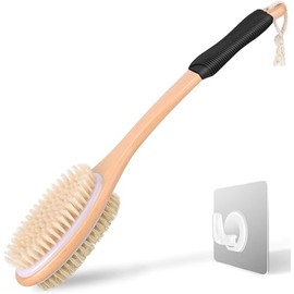 Depurador Cepillo Ergonómico Mango Largo Ducha Exfoliante Corporal Doble Cara Mujeres Hombres Negro