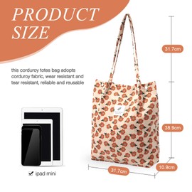 FloralGrace Flower Large Shoulder Bag Women, Cord Shoulder Bag, Tote Bag, Beach Bag, Cord Bag, Crossbody Bag, Shopper Tote Bag, Shopping Bag, Handbag, Shopper (Orange)