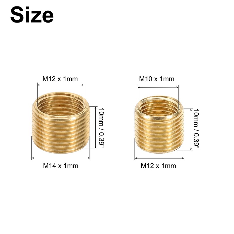 PATIKIL 10pcs M14xM12x10mm M12xM10x10mm Screw Reducing Nut Insert Male to
