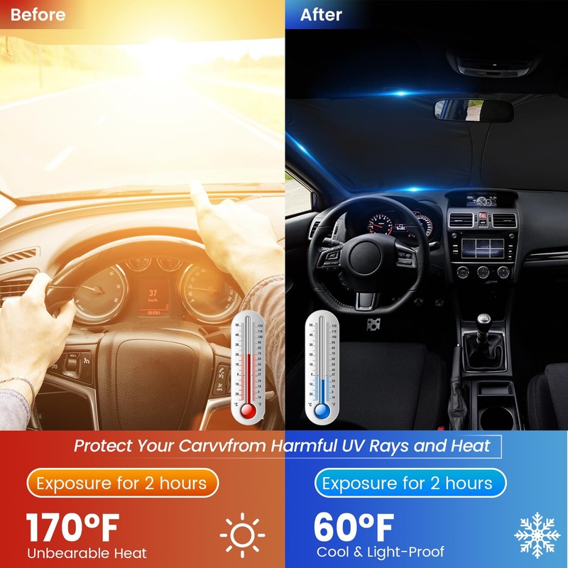 Car Windshield Sun Shade - Reflector Sunshade Offers Ultimate Protection