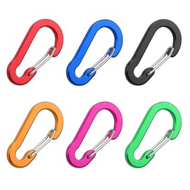 6 Pack Small Multi-Use Carabiner Clip, Aluminum Alloy Lightweight D-Shape Spring Clip, for Keychain Climbing Fishing Hiking Outdoor, Multi-colored