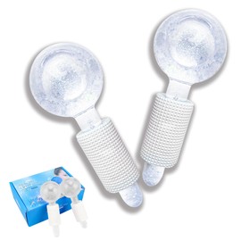 Smasener Ice Globes for Facials, Ice Globes, 2 Pieces Facial Ice Globes, Cooling Globes, Globes for Face, Neck & Eyes, Daily Beauty, Firming the Skin, Anti-Ageing (White, Packed as a Pair)