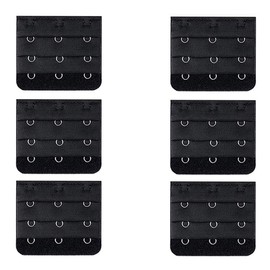 Wacnune 6Pcs Bra Extender Set of 3 Hooks Soft and Comfortable Women Bra Extensions(Black)