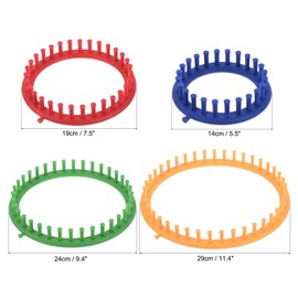 PATIKIL Round Knitting Loom Machines Kit, 4 Sizes Darning Weave Tool with Accessories for Scarf Sweater Shawl Blankets Mending Weaving Stitching, Multicolored