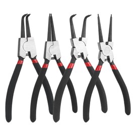 XTDMJ Set of 4 Snap Ring Pliers, 180 mm Snap Ring Pliers Set with Portable Bag Circlip Pliers for Indoor and Outdoor Fuses, Straight and Curved Seering Pliers