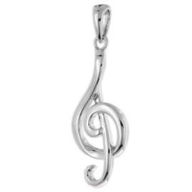 trendor 28587 Necklace with Treble Clef 925 Silver Fashion Jewellery for Men and Women Elegant Accessory and Great Gift Idea, 45 cm, Sterling Silver, No Gemstone