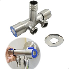 Angle Valve 1/2 Inch Angle Control Valve Dishwasher Double Device Valve Control Valve Double Switch Three-Way Angle Valve for Bathroom, Toilet, Sink, Sink, Fittings G1/2