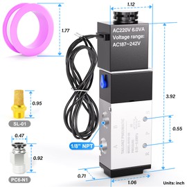 TAILONZ PNEUMATIC 1/8"NPT Solenoid Valve 4V110-06 12V/24V/110V/220V Single Coil Pilot-Operated Electric 2 Position 5 Way Connection Type Outlet wire