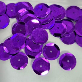 MajorCrafts 15mm 40grams 600pcs Metallic Round PVC Sew-On Cup Sequins Arts and Crafts Embellishments (Violet Purple)