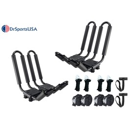 DrSportsUSA 2 Pairs Universal J-Bar Kayak Rack Roof Top Carrier for Kayak Canoe Paddle Boat Mounted on Car SUV