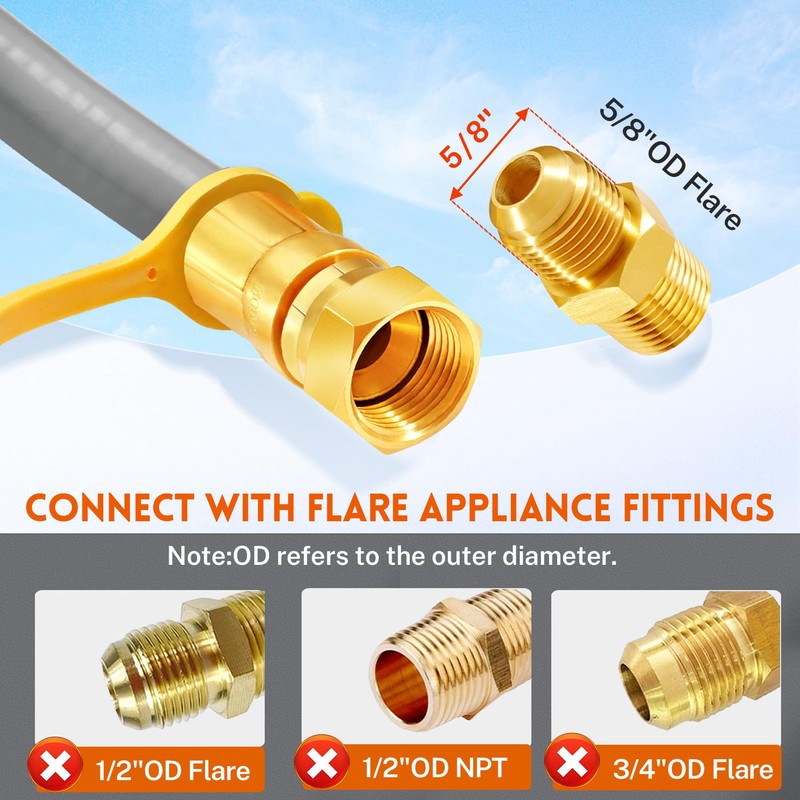 GasSaf 15FT 3/8" ID Natural Gas Hose, Natural Gas Grill