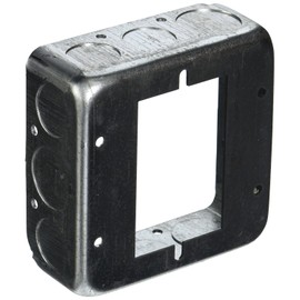 Hubbell 187 Raco Drawn 1-1/2" Deep Square Box Extension for Switch Boxes with 1/2" and 3/4" Side Knockouts, 4"